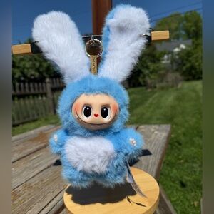 Blue Labubu Bunny Plush Keychain Stuffed Animal Toy Keychain Charm Soft & Fluffy
